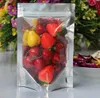 100st 10 * 15 + 3cm Transparent och aluminiumfolie Sticka upp Zip Lock Förpackningspåse Bag Reclosable Food Storage Zipper Sealing Clear Mylar Bag