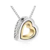 QCooljly Jold Heart In Heart Shaped Austrian Crystal Pendant Necklace Fashion Jewelry for Women Part