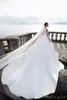 Modest Long Sleeves A Line Dresses Lace Applique V Neck Chapel Train Satin 2019 Custom Made Beach Garden Wedding Bridal Gowns 401 401