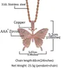 Iced Out Pink Butterflys colgante collar con tenis de 24 pulgadas collares Zirconia joyería