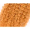 Silanda Hair Pure Orange Colored Kinky Curly Remy Human Hair Weaving Bundles 3 Weaves with 13x4 spets frontala stängning 3942989