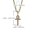 hip hop anhur cross diamonds pendant necklaces for men women luxury crystal gold silver pendants 18k gold plated ankh chain neckla2680