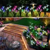Luces solares para exteriores (paquete de 3) luces solares de estaca para jardín con 12 flores de lirio, luces solares de flores cambiantes multicolores para jardín/Pat