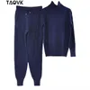 Soft Knitted Suits Warm Sweater Suit Women 'S Twist Knitting Turtleneck Sweater Top and Pants Loose Style Tracksuit Ropa