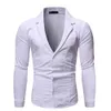 Jurk shirt heren lange mouwen effen eenvoudige knop cardigan casual slim fit shirt mode hoge kwaliteit heren kleding zwart wit