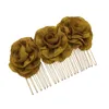 Black Red Rose Flower Hair Combs Wedding Bridal Fashion Jewelry Women Prom Headpiece Charm Hair Accessories Hair Pins Clips