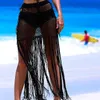 Gypsy Boho ręcznie szydełkowana spódnica z długimi frędzlami plażowa spódnica festiwalowa odzież 5880616