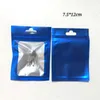 100PCs Blue 7.5 * 12cm Telefon Tillbehör Mylar Packing Väskor, Aluminium Folie Zip Lock Craft Paketväskor med klart fönster, plastkedja påsar