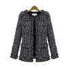 Kvinnorjackor Kvinnor Plaid Jacka Ytterkläder 2020 Fashion Coat Autumn Winter Thin Black Checkered Tweed Casual T200111