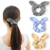 Konijnen oor haarband gestreepte haar scrunchie hoofdband boog haar banden meisjes paardenstaarthouder kinderen haaraccessoires 6 kleuren DW5457