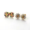 Trendy Gold Color Virgin Mary Earrings CZ Rainbow cubic zirconia Micro Pave Stud Earrings Jewelry Women Gift ER919