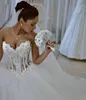 2019 Arabisk älskling korsett Se genom golvlängd prinsessan brudklänningar med pärlor spetspärlor skräddarsydda bollklänning bröllop dres271b