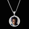 Personalizado po tamanho grande redondo pingente colar personalidade men039s hip hop gelado 4mm corrente de tênis zircão cúbico ouro silve gi9203517