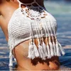 New Summer Europe Fashion Women's Knitted Tassel Bikini Tops Hand Hook Weaving Bar Crop Top Swimwears Crochet Swimwears C2152