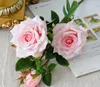 Bruiloft decoratio hoge kwaliteit kunstmatige bloemen levendige real touch rozen kunstmatige zijden bloem bruid thuis decoratieve 3 hoofden / boeket GB48
