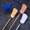 150PCS Eco Spoon Long Handle Spoon Shovel Design PVD Plated Stainless Steel Gold Tea Spoon 7 Colors Available