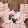 Sommer Baby Mädchen Kleinkind Rosa Blume Strampler Mode Neugeborenen Baby Mädchen Overalls Strampler Floral Rüschen Body Sunsuit Baby Kleidung 0-24 M