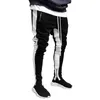 Mens Joggers Zipper Casual Pants Fitness Sportwear Tracksuit Bottoms Skinny Sweatpants Byxor Black Gyms Jogger Track Pants256L