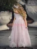 Prinsessan Rosa Lace Girls Pagant Klänning 2019 A-Line Tulle Billiga Tjej Gemony Klänning Kids Formell Party Wear Flowers Girls Dresses For Girl