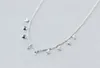 Verklig. 925 Sterling Silver Round Crystals CZ AAA + Pendant Statent Station Halsband Söt GTLX740