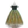 Anna vestido verde para menina verão renda tule neve rainha princesa fantasia fantasia 210t festa de aniversário infantil vestido fofo por epacket7984732