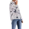 Camicetta ampia da donna Camicetta a maniche lunghe con stampa divertente Giornale Top larghi Camicie con scollo a V da donna Lettera Casual Estate Nuovo stile Grigio