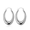 Boucles d'oreilles U stéréo vides en argent sterling plaqué DJSE115 taille 4,7 cm x 0,7 cm ; Boucle d'oreille Hoop Huggie en argent 925 pour femme