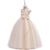 Image réelle robe de soirée de fille de fleur 2019 Scoop Cap manches Corset jupe bouffante longues filles Pageant robes première communion porter de Noël