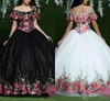 2020 robes de Quinceanera florales broderie sur l'épaule volants perlés sur mesure robe de bal de bal Sweet 16 usure d'occasion formelle