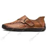 New Hand Stitching Mäns Casual Shoes Set Foot England Peas Skor Läder Skor Skor Låg Stor Storlek 38-48 Fem