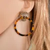 Mode-Vintage bijoux acétate acide boucles d'oreilles personnalité géométrique ronde acrylique boucles d'oreilles pour filles tête de Lion boucles d'oreilles