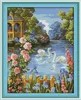 Swan lake room decor painting ,Handmade Cross Stitch Embroidery Needlework sets counted print on canvas DMC 14CT /11CT
