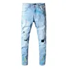 Fashion-Mens Designer Svart Jeans Camouflage Ripped Skinny Jeans Byxor Leopard Patchwork Mens Designer Byxor Rivet Motorcykel Jeans D30