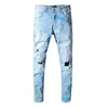 Mode-Herren Designer schwarze Jeans Camouflage zerrissene Röhrenjeanshose Leopard Patchwork Herren Designerhose Nieten Motorradjeans D30