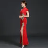 Chinese rode bruiloft feestjurk moderne qipao lange vrouwen fishtail cheongsam traditionele vestido elegante oosterse jurk vrouwelijke sexy jurk