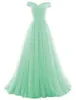 2019 New Long A-line Tulle Prom Abito da sera formale Abiti da ballo formale Abiti da festa 100% foto reale QC1344