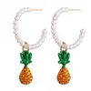 Hot Mode-sieraden Faux Pearl Pineapple Hanger Oorbellen Rhinstone Pineapple Dangle Stud Oorbellen
