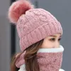 Donna Cappello di lana sciarpa dell'inverno Pom Pom Beanie lavorato a maglia cappelli donna Crochet Sciarpe all'aperto caldo Partito Caps TTA1832