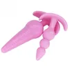 6 pezzi / set TPR giocattoli del sesso anale lunghi tappi di testa morbidi per le donne nero / rosa perline anali sexy per adulti butt plug con 3 perline Y18110802