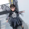 Girl Skeleton Vampire Skirts Halloween Wing Vampire cos Costume Skirts skirt+wing 2pcs/set girl princess dress skull dress kids clothes M189