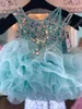 Little Miss Pageant Dress for Baby Girl Infant Toddler 2022 Paski Unikalne Ruffles Cupcake Kids Pagewane Dance Party Prom Suknie Coral Mennica