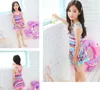 Girls TwoPiece Swimsuit Colorful HeartShaped Patterns Printed Swimwear With Swimming Cap 215 Years039 GirlsPinkBlue5948382