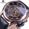 Forsining Design classico retrò Visualizzazione numeri romani Cassa trasparente Orologio scheletro meccanico Orologio da uomo Top Brand Luxury Clcok