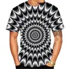 T-shirt hypnotique Vertigo noir et blanc, court, imprimé en 3d, personnalité créative, nouveauté décontractée, Hip Hop3
