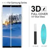 Vidrio templado con pegamento completo curvado 3D para Samsung S20 Note20 S9 S8 Plus Note8 Protector de pantalla adhesivo completo Compatible con luz UV en caja