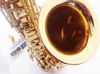Helt ny suzuki alto saxofon las-2000 guldlack sax professionell munstycke fläckar pads reeds bend nacke