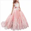 Menina de flor patchwork Vestidos Big Bow Voltar Lace malha da cauda Hem Vestidos de Festa de Casamento idade de 3 a 14 anos