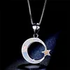 Collier pendentif étoile de lune mignon, opale de feu bleue, bijoux de mariage en argent Sterling 925