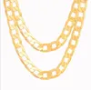 Men/Women Hip Hop Punk 7MM/10MM/12MM 18K Real Gold Plated 1+1 Figaro Chain Necklaces Fashion Costume 24inch Long Necklaces Jewelry for Men