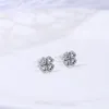 箱925スターリングシルバーCZダイヤモンドのラッキークローバーイヤリングPandoraジュエリーファッション気温スタッドイヤリング